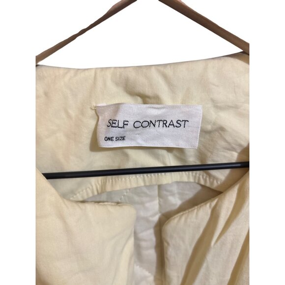 Self Contrast Quilted Cream Vest Open Front One Size Lightweight Cotton Blend Wo - Picture 2 of 5